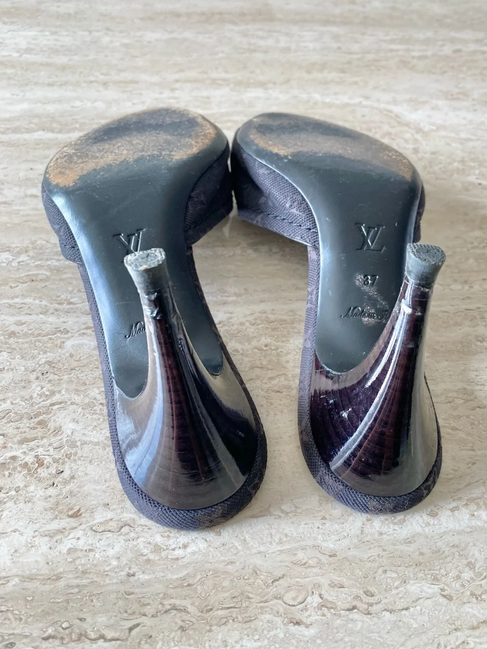 Vintage Louis Vuitton Monogram Canvas Bow Mule Sandal Heels